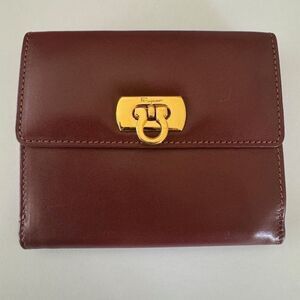 Salvatore Ferragamo Brown Leather Vintage Bi-Fold Wallet w/ Gancini Closure